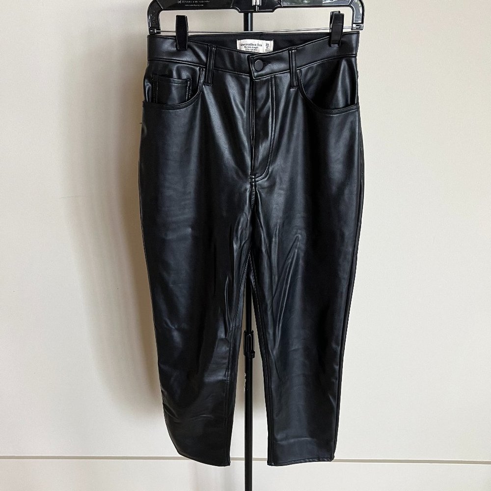 Abercrombie and Fitch Faux Leather High Rise Straight Leg Pants